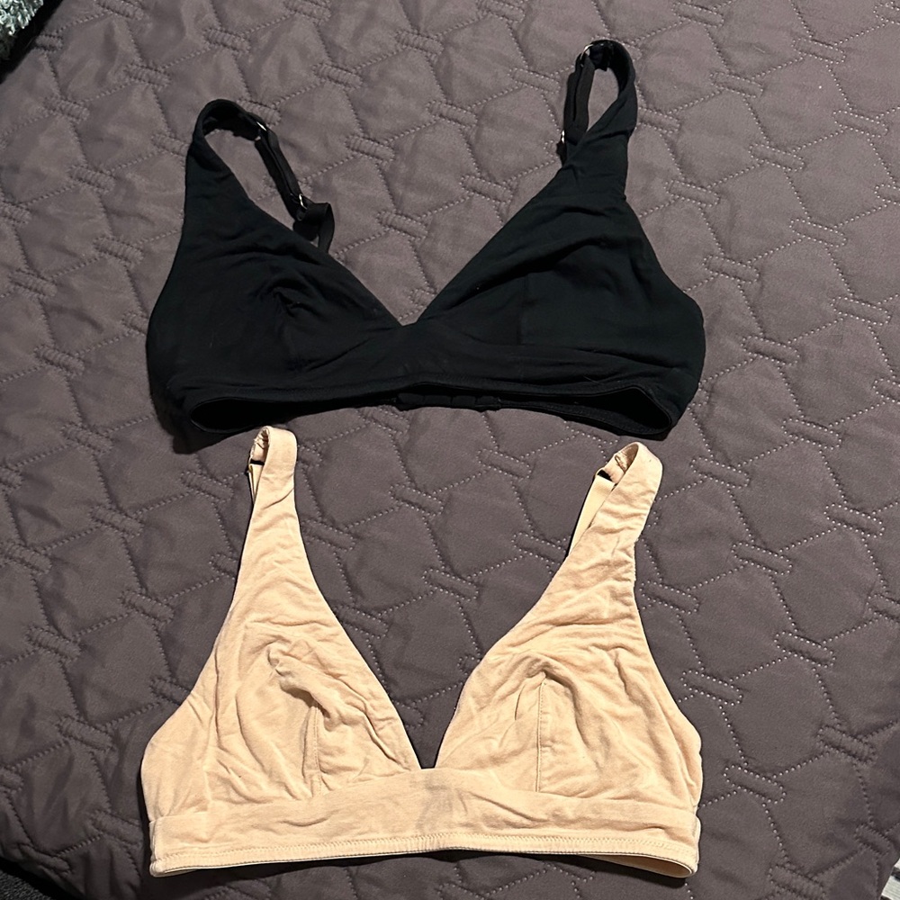 Elegant Black and Tan Bralette Duo